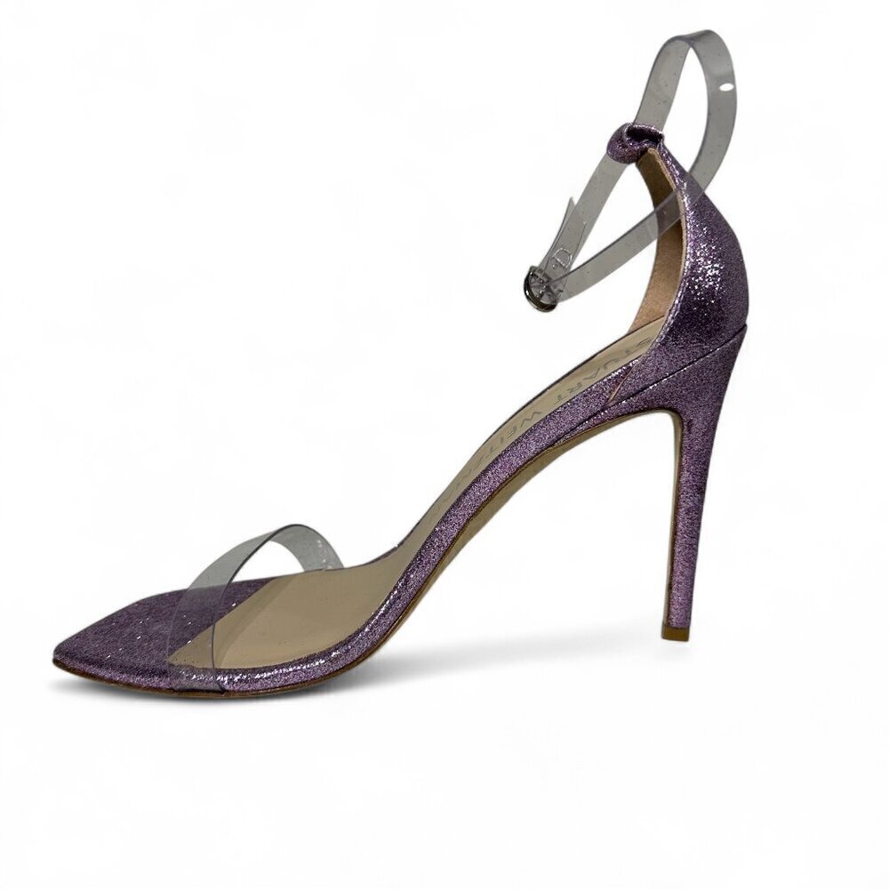 Stuart Weitzman Glitter Lilac High Heel PVC Sandal sz 8 NWOT - Picture 9 of 13